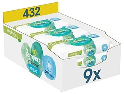 Pampers Harmonie Aqua Babydoekjes 9 Verpakkingen Van 48 Doekjes = 432 Babydoekjes, Bescherming Van De Gevoelige Huid Met 99% Water